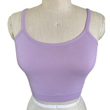 SET ACTIVE Ribbed Longline Purple Lilac Sports Bra Size Small