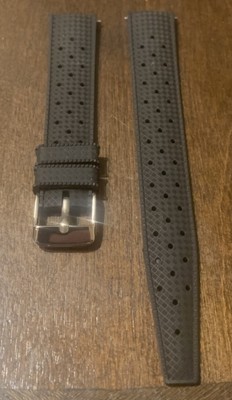 18mm Tropical Style FKM Vulcanized Rubber Quick Release Black Watch Strap Band