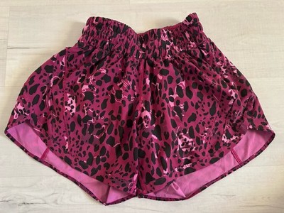 Lululemon Shorts Womens 4 Pink Animal Print Run Speed Lined Pockets Lightweight