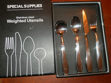 Weighted, Adaptive Utensils 4 pc set, Stainless Steel Special Supplies New