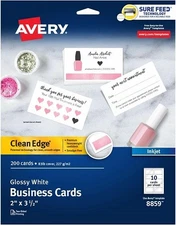 Avery Clean Edge Business Card - 2" x 3.5" - Glossy - 200 / Pack - White