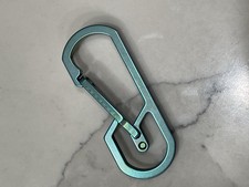 Titanium Carabiner Clip, EDC Keychain Key Ring, Iridescent Green Anodize