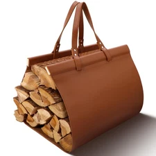PU Leather Firewood Carrier Bag Log Carrier for Firewood 39 x 17 Inch Heavy D...