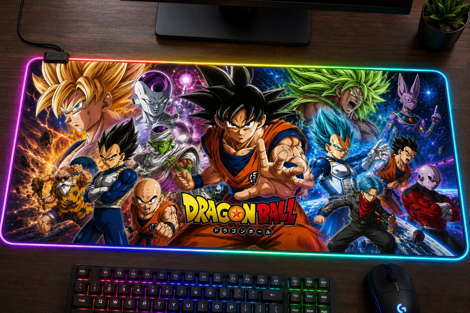 Dragon Ball RGB XXL Mouse Pad: Goku, Vegeta, Cell, Freezer