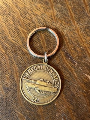 Rare GENERAL DYNAMICS LAND SYSTEMS DIVISION M60 M1 TANK BRASS FOB Keychain