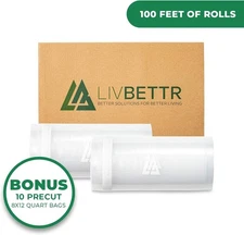 Vacuum Sealer Bags Cut to Size (4) 50ft x 8in Vacuum Seal Food Storage 200 ft