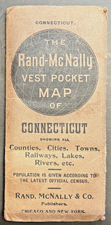 Vintage 1888/1906 Rand McNally Vest Pocket Map Connecticut & Rhode Island 14x21