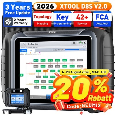 XTOOL D8S 2.0 KFZ OBD2 Diagnosegerät Profi Key Programmer ALLE SYSTEM ECU Coding