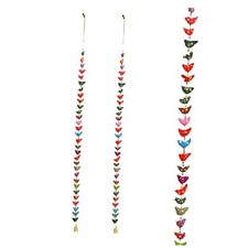 Set of 2 Indian Door Hanging 30 Fabric Birds Tota String with Bell Festival