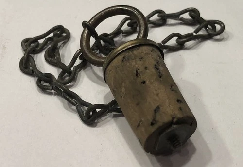 Original Complete Civil War Era Cork Canteen Stopper W/ Chain (.759”)