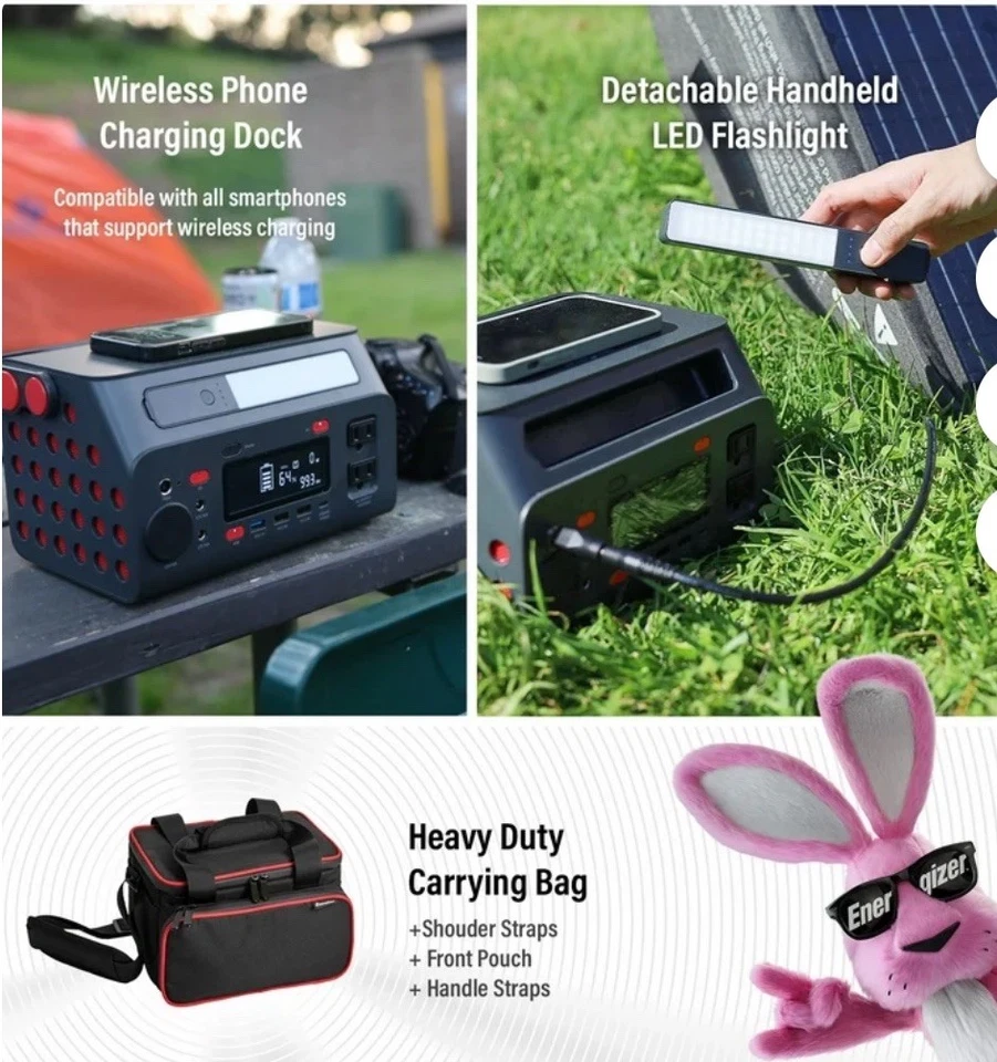 ENERGIZER 300W Portable Power Station Solar/AC Charge w/Flashlight Carrying Case - Image 4 of 4