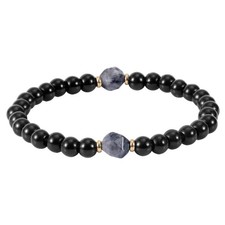Black Tourmaline Obsidian Bracelet, Adjustable Black Onyx Stone Crystal Bracelet