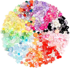 500Pcs Assorted Acrylic Beads for Jewelry Making - Flowers, Butterflies, Stars
