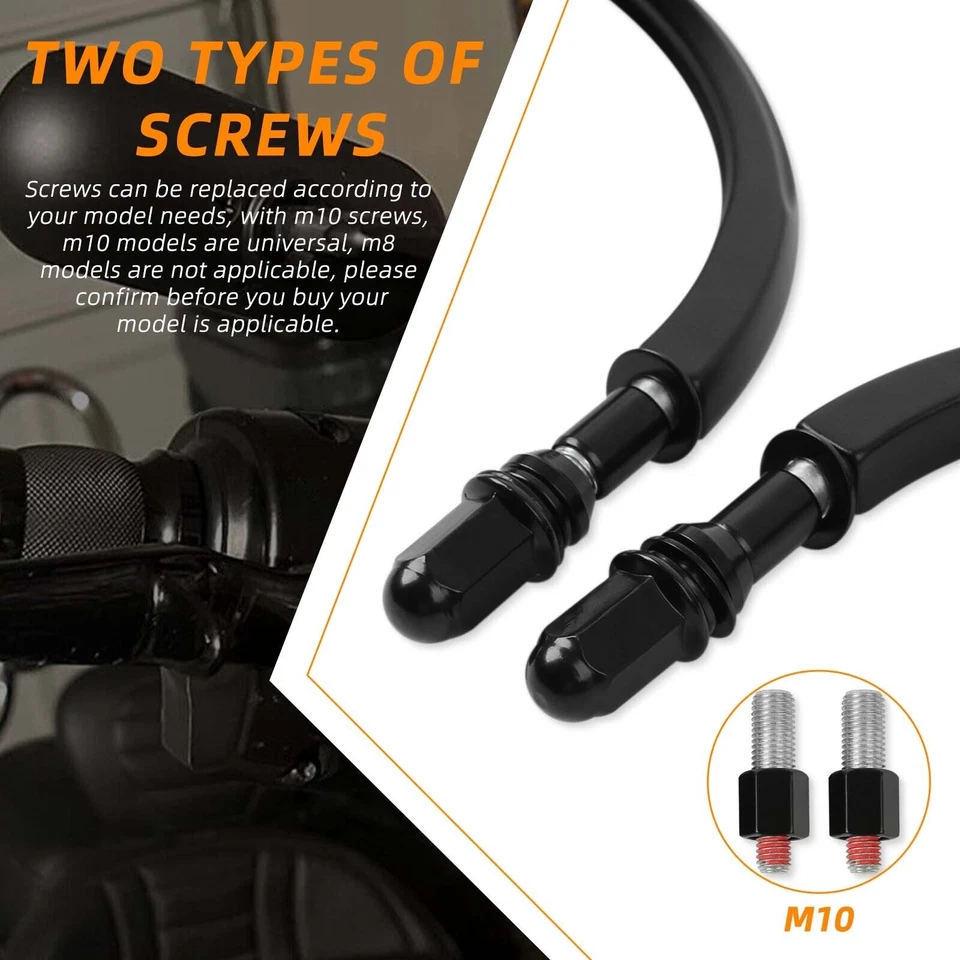 Овальные боковые зеркала заднего вида для мотоцикла черные для Harley Yamaha Scrambler SCR950 - Изображение 4 из 4