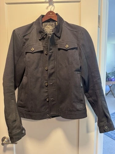 RSD Roland Sands Black RAMONE Moto Jacket In Sturdy Waxed Cotton, Mens M - product listing photo