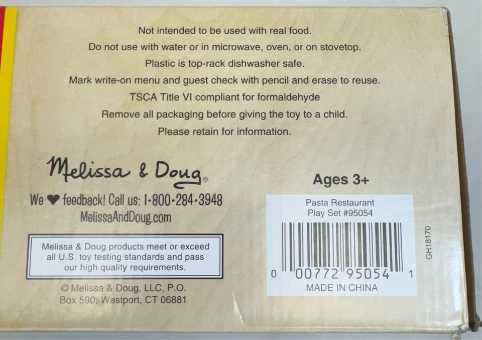 Melissa & Doug Pasta Restaurante Juguete Juego 59 Piezas NUEVO Caja Sellada Foto 4 de 4