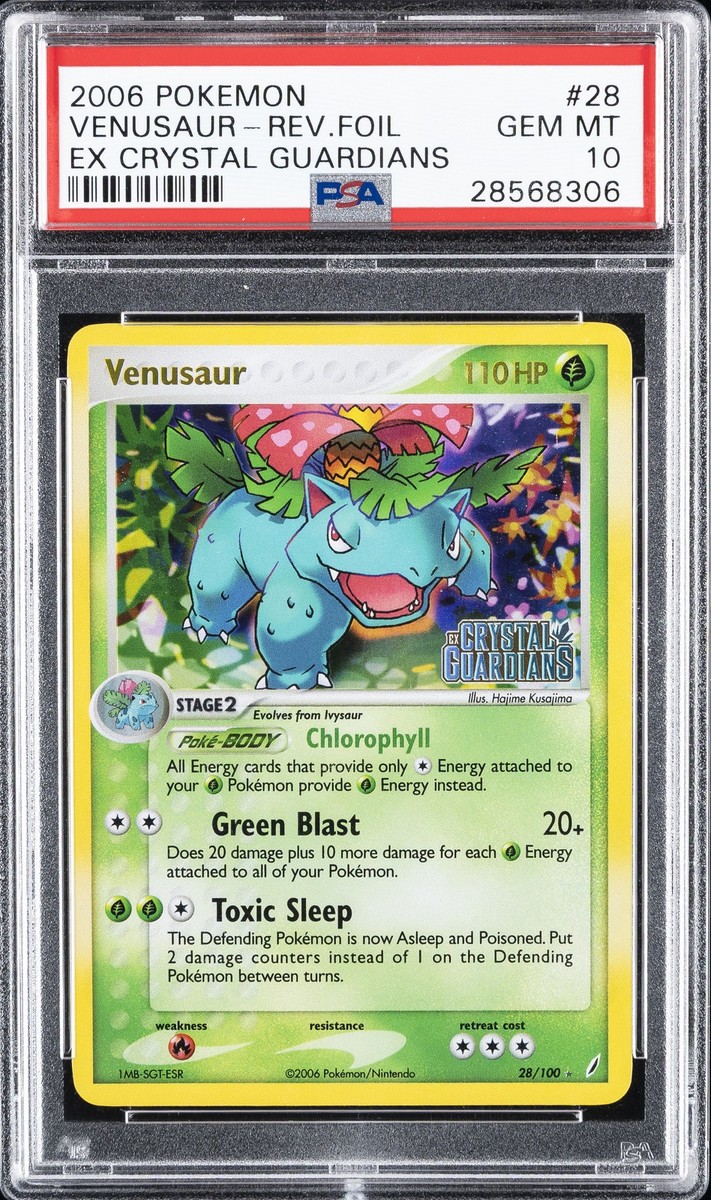 2006 POKEMON EX CRYSTAL GUARDIANS #28 VENUSAUR-REVERSE FOIL PSA 10