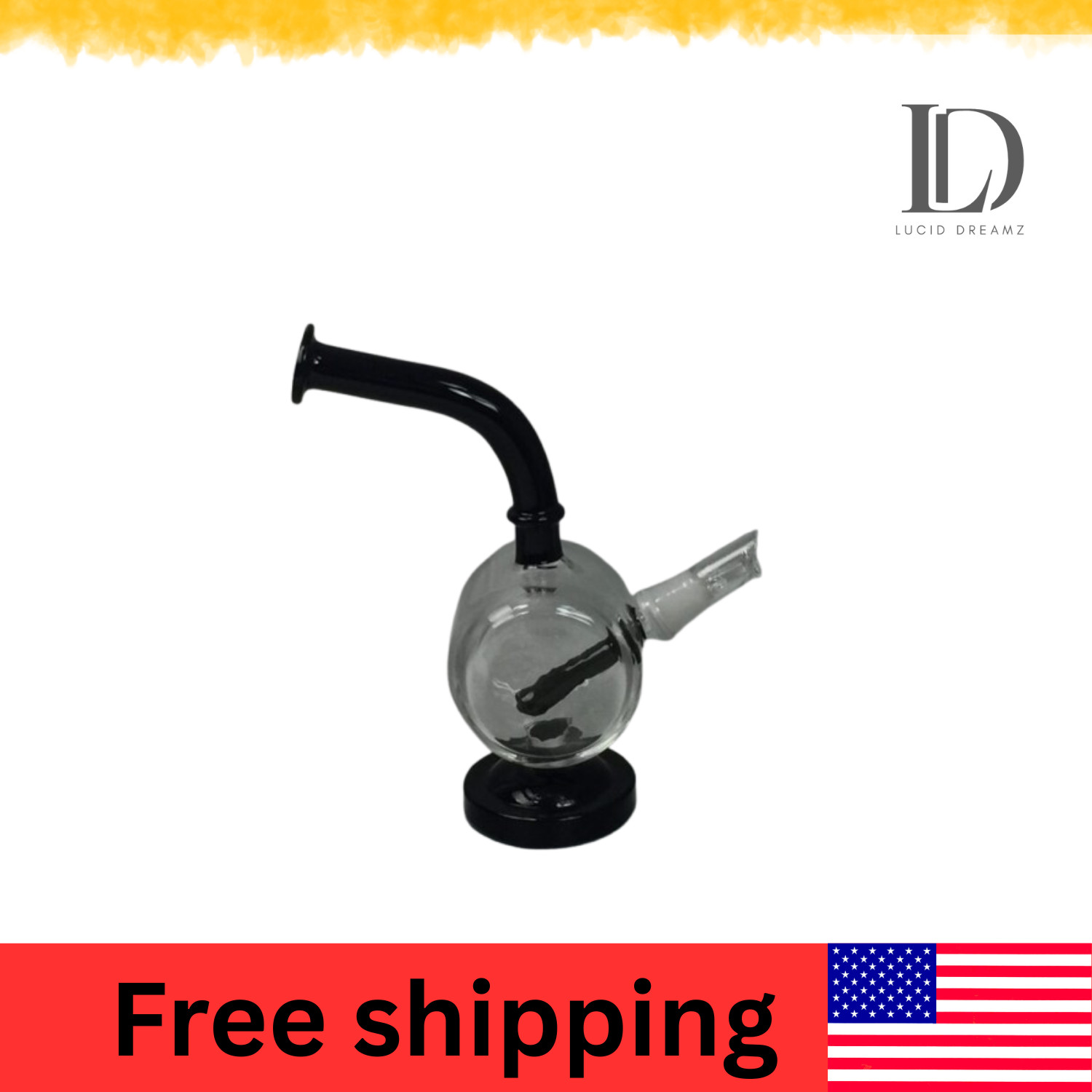 8″ Black Circular Inline Glass Bubbler – Durable HSH Water Pipe