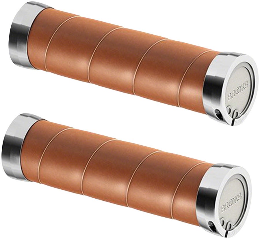 BROOKS SLENDER LEATHER グリップ honey 130mm Slender Leather Grips - Brooks Slender Leather Grips - Honey