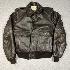 Schott NYC Leather Jacket Mens 42 Brown A-2 Bomber Full Zip Made in USA 90s