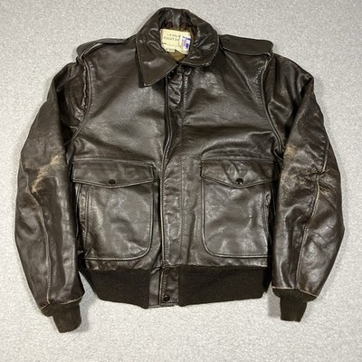 Schott NYC Leather Jacket Mens 42 Brown A-2 Bomber Full Zip Made in USA 90s