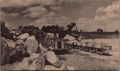 WWII Kansas Cement Industry Quarry Mining Excavator War Project Postcard