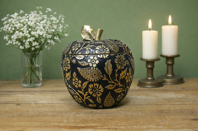Schwarz & Gold Apfel Schmuckschatulle - dekoratives Harz Ornament