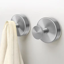Suction Cup Hooks for Shower,2 Packs Towel Holder,Removable 2PC, Silver 