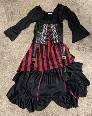 California Costumes Women's Medium Black Red Pirate Dress with Corset | eBay