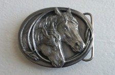 Vtg 1983 SISKIYOU Buckle Co Inc Pewter Horse Belt Buckle Made in USA