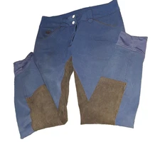 Piper by Smartpak 26R Navy Brown Full Suede Seat Equestrian Riding Pants