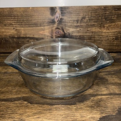 Marinex Clear 9'' Round 2 Qt. Glass Covered Casserole Made in Brazil