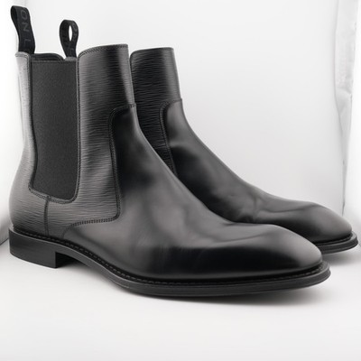 LOUIS VUITTON LV Kensington Chelsea Boots Black Epi Leather 1AAQTZ Men US 10