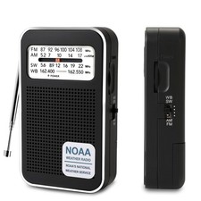 Pocket Radio 4 Bands AM FM SW NOAA, Battery Powered, USB Rechargeable