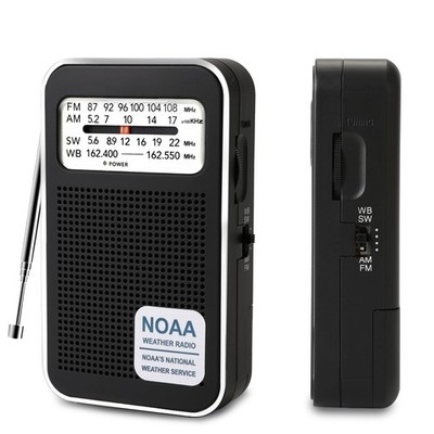 Portable NOAA Weather Radio 4-Band AM/FM/SW, Compact 2.7''x1.1''x4.6'' - Emergency