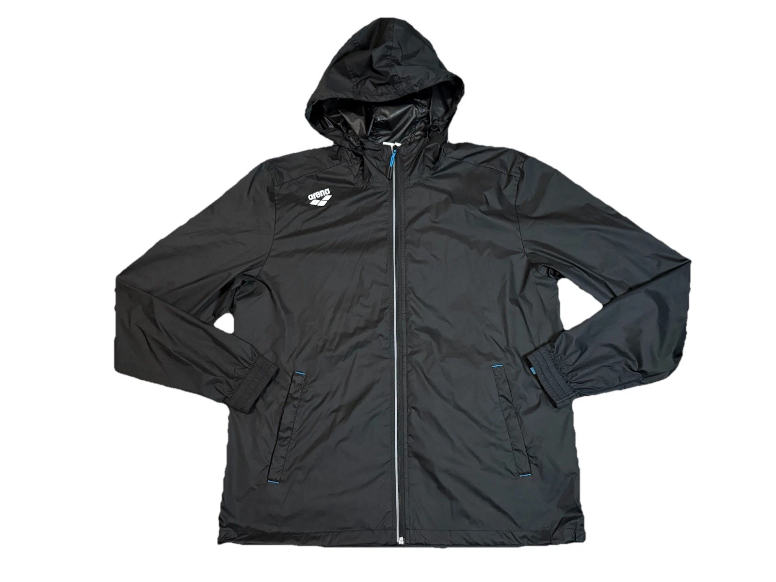 ARENA Team Unisex Solid Hooded Windbreaker Extra Light Packable Jacket Size L