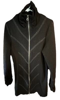 Icelandic Design Women's Jacket Size Large Wool Front Zip Black  Unlined