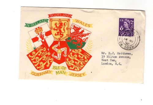 1958 IRELAND 3d DEFINITIVE - CO.DOWN CDS FDC FROM COLLECTION E60