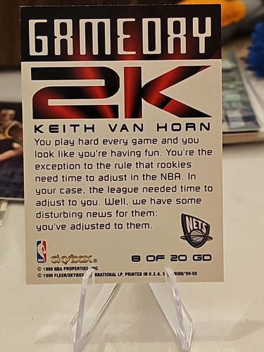 KEITH VAN HORN 1999-00 Dominion Game Day 2K Warp Tek, Plus, Base #8 SUPER SP - Picture 7 of 7