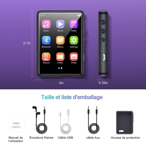 64Go Lecteur MP3 avec Bluetooth 5.3 Lecteur Audio sans Perte HiFi avec Haut-P... - Foto 7 di 7