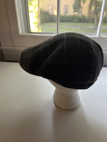 Stetson All American Driving Cap Newsboy Hat Wool Blend Gray Plaid Small/Medium
