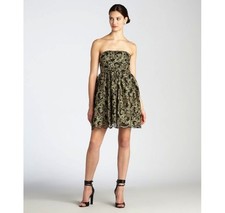Alice + Olivia Caryn Bustier Strapless Metallic Shimmer Embellished Dress $750