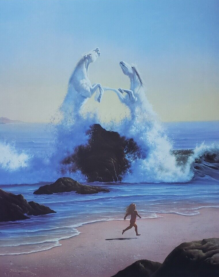 Jim Warren Spirit Of Play Hand signed Lithograph Ocean Horse