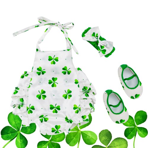 3 Pcs Neugeboren Kleinkind St. Patricks Muster-Outfits Baby Einteiler - 第 4/12 張圖片