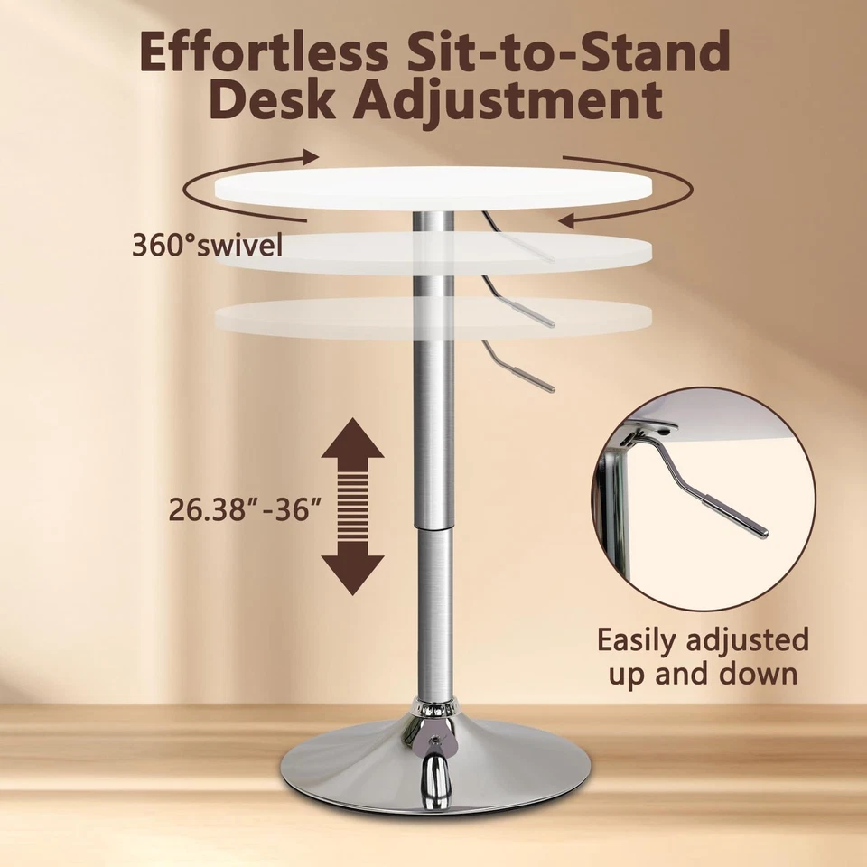 CLATINA 26.4-36" Altura Ajustable Mesas Bistro, Mesa de Cóctel Giratoria 360° Foto 4 de 4