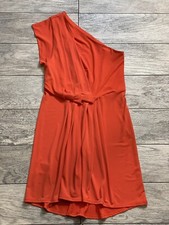 BCBGeneration Tangerine Polyester One Shoulder pleated Dress Sz S wedding guest