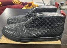 DEL TORO BLACK LEATHER QUILTED HIGH TOP CHUKKA SNEAKER