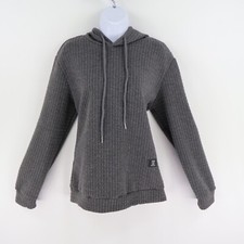 SHEIN Sweatshirt Pullover Hooded Womens Size S Gray Ribbed Comfort Drawstring