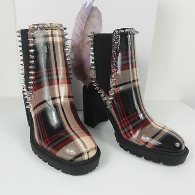Jessica Simpson Womens Plaid Spiked Demmie Boots Size - Main Image