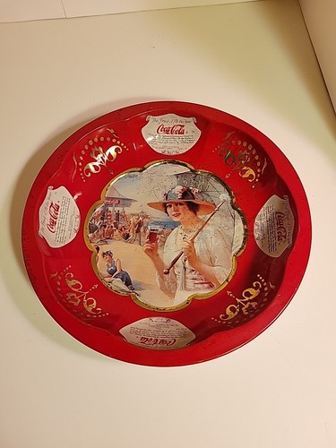Coca Cola Round Metal Serving Tray Bowls The Drink of All Year Lot Of Two - Picture 3 of 8